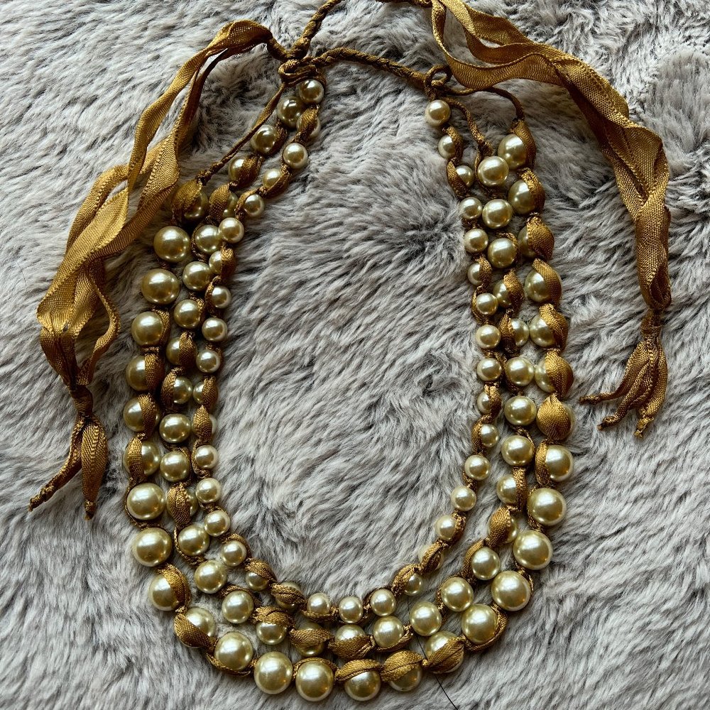 LOFT Pearl & Ribbon Necklace
